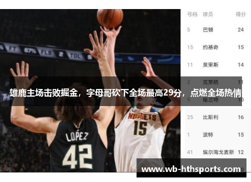 雄鹿主场击败掘金，字母哥砍下全场最高29分，点燃全场热情